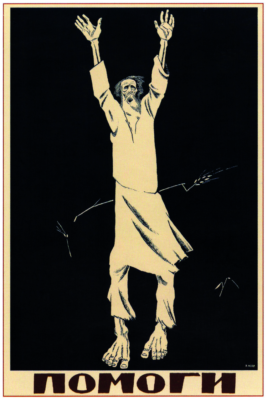 Poster révolutionnaire de Dmitry Moor pendant la grande famine de 1921